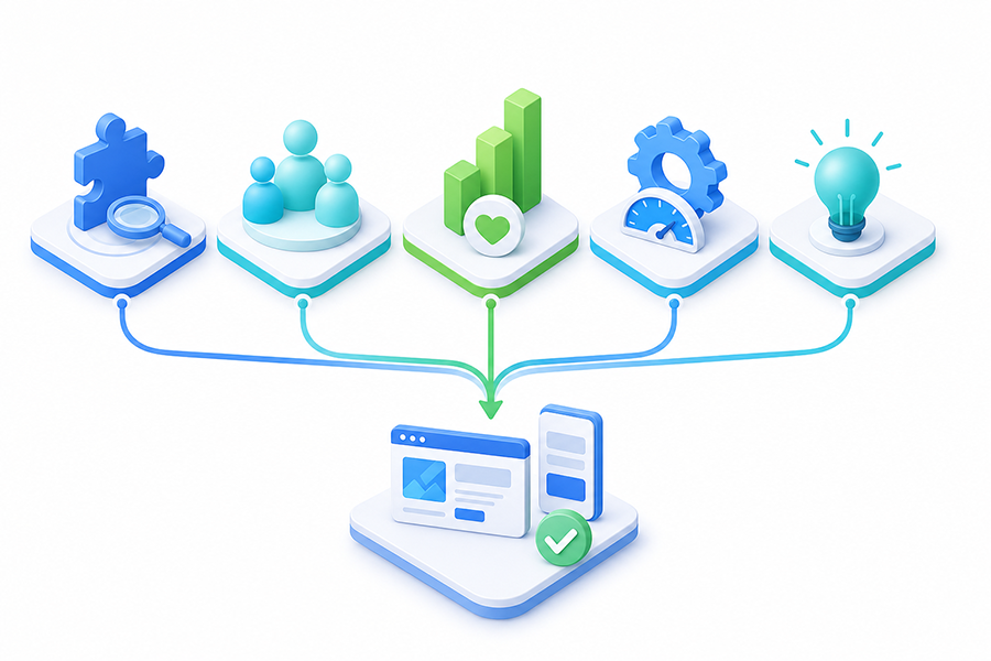 How to prioritize a first digital solution Problem, audience, impact, effort and learning criteria converging into a testable prototype