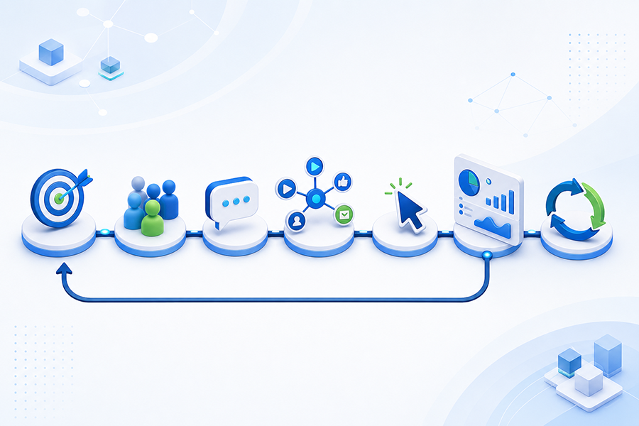 Digital marketing strategy journey Strategic journey from the goal through measurement and improvement in digital marketing