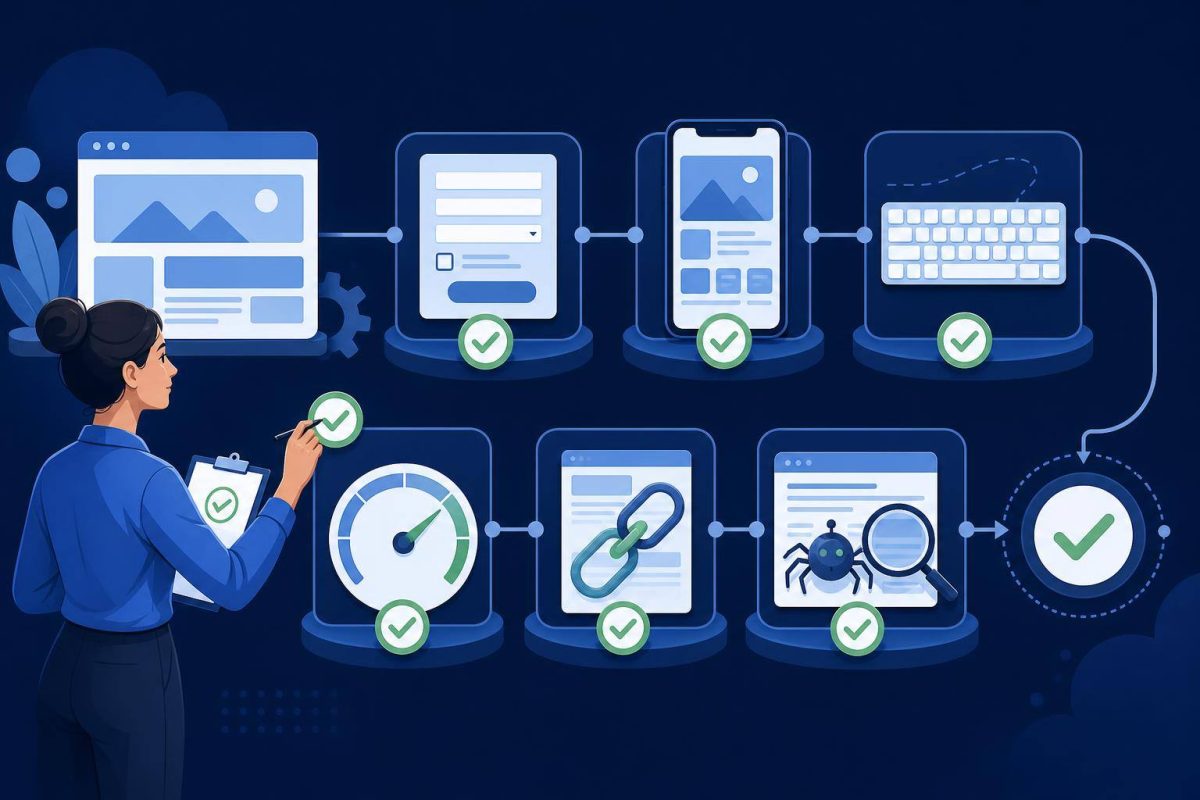 Website launch testing checklist Organized functional and technical website testing process