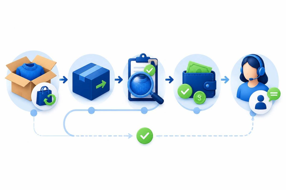 Return and exchange process Visual diagram of an online store return journey