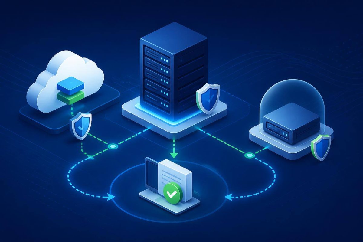 Visual diagram of data protected across multiple backup layers
