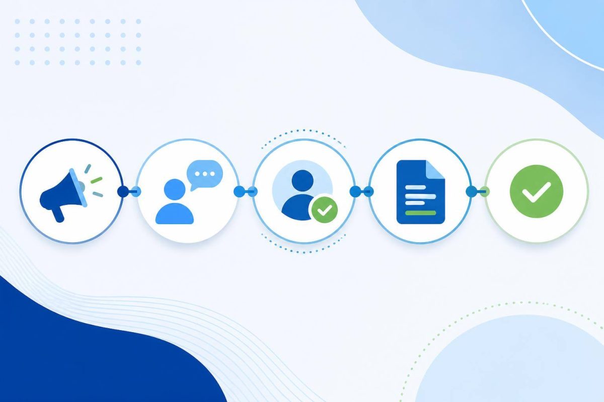 Etapas do acompanhamento comercial Diagrama simples que relaciona campanha, lead, qualificação e venda