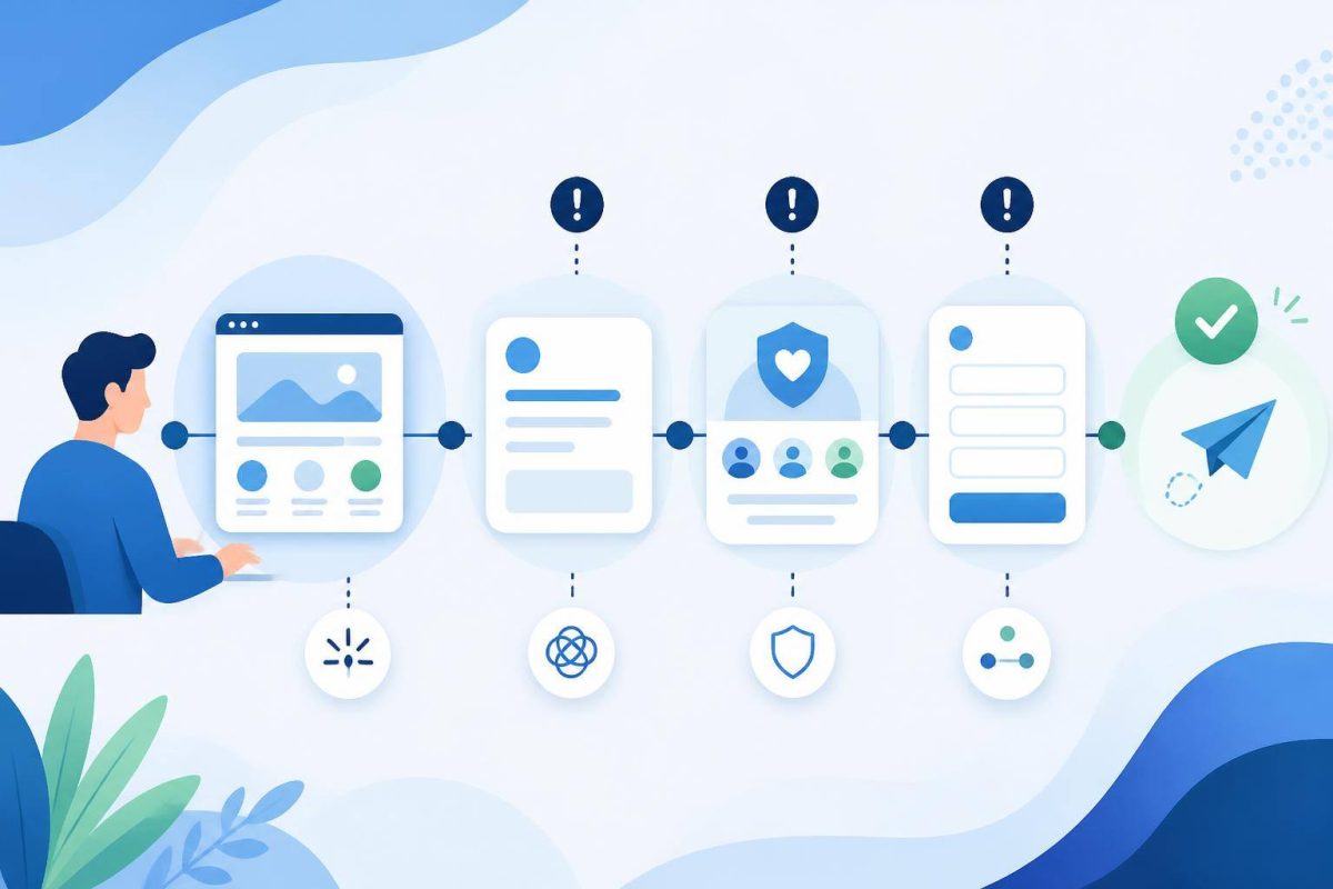 Pontos em que uma consulta pelo site pode se perder Diagrama do percurso desde a visita a um site até o envio de uma consulta