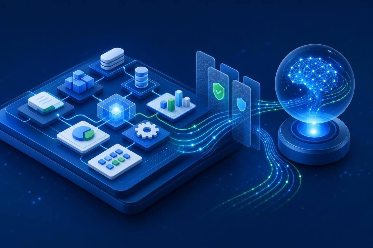 Agente de inteligência artificial conectado de maneira controlada a diferentes módulos de software online