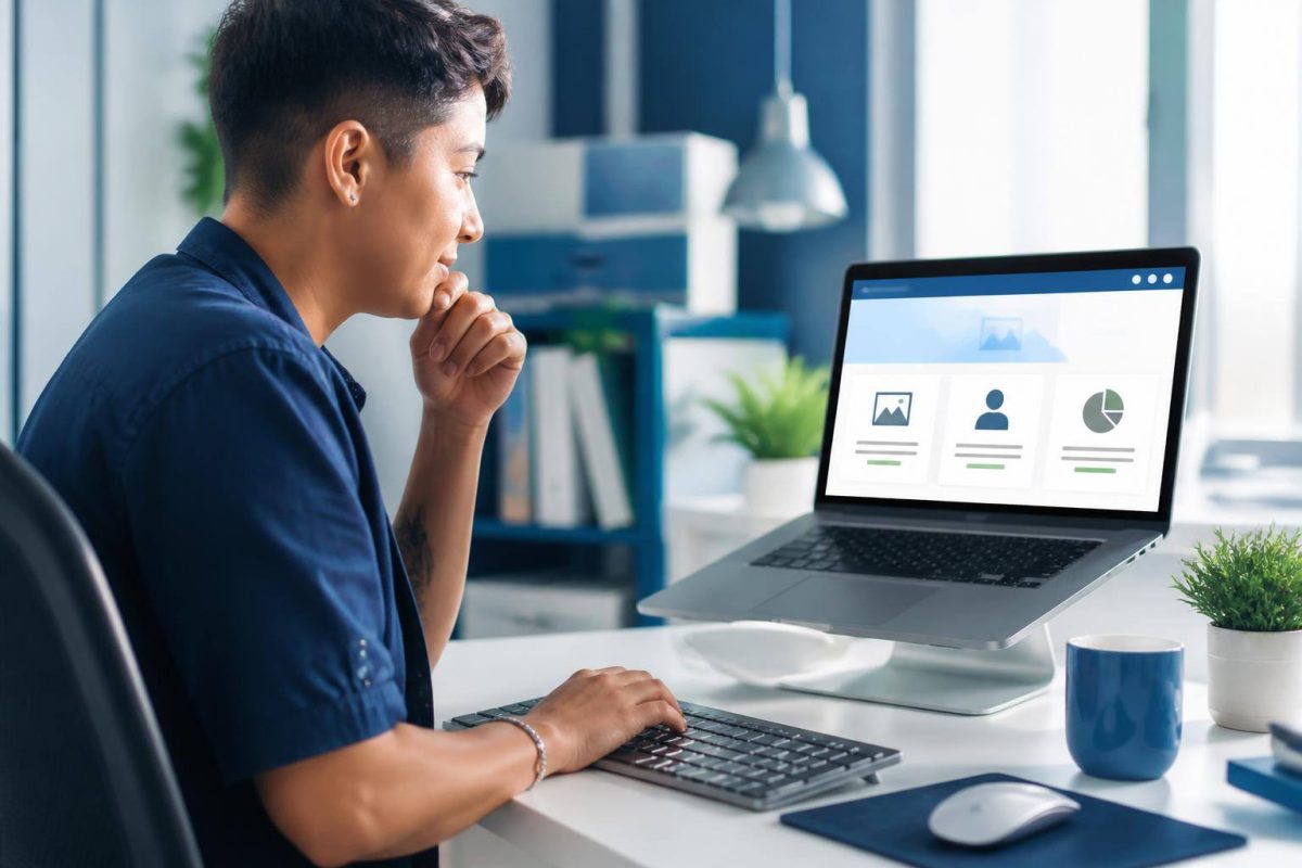 Person reviewing website accessibility on a laptop
